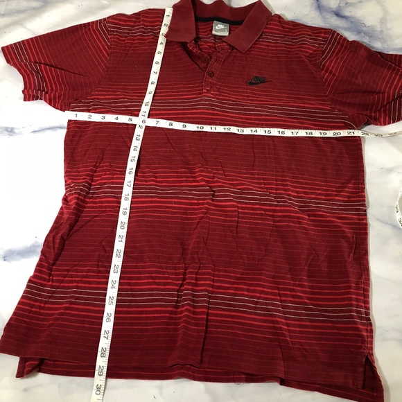 Nike Men's Red Striped Short Sleeve Polo Shirt - Picture 4 of 6